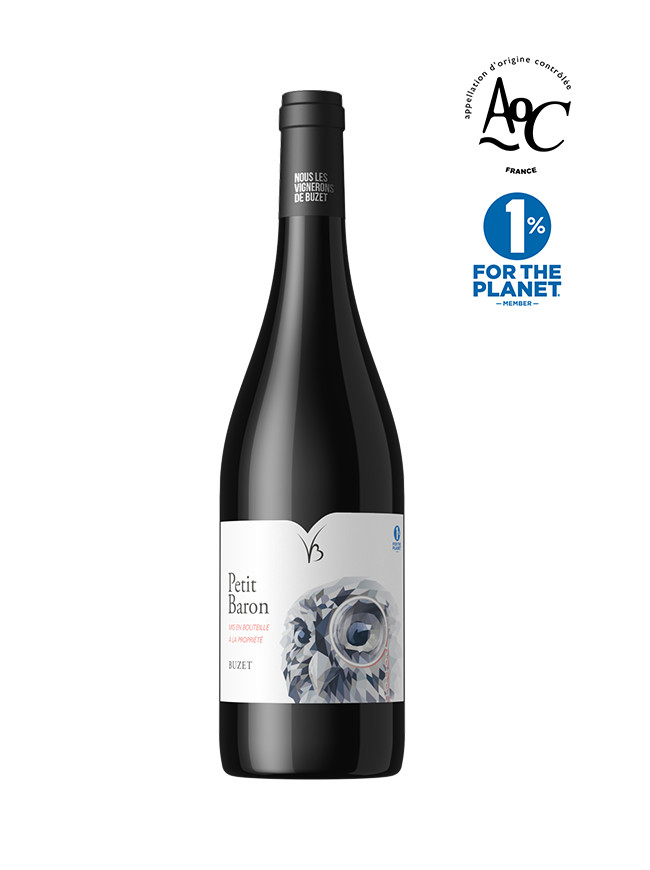 Petit Baron vin rouge AOC Buzet en bouteille bourguignonne contributeur au réseau 1% pour la Planète