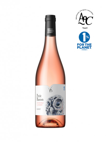 Petit Baron vin rosé AOC Buzet en bouteille bourguignonne et contributeur au réseau 1% pour la Planète