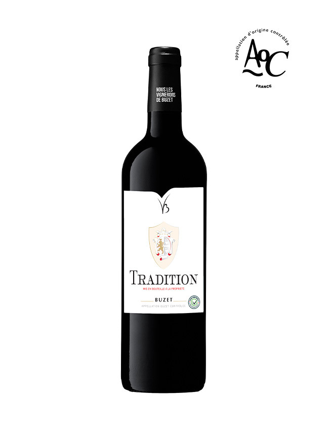 Tradition est un vin rouge AOC Buzet des Vignerons de Buzet. Bouteille personnalisable