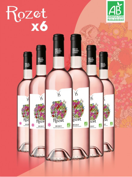 Six bouteilles de Rozet vin rosé bio des Vignerons de Buzet